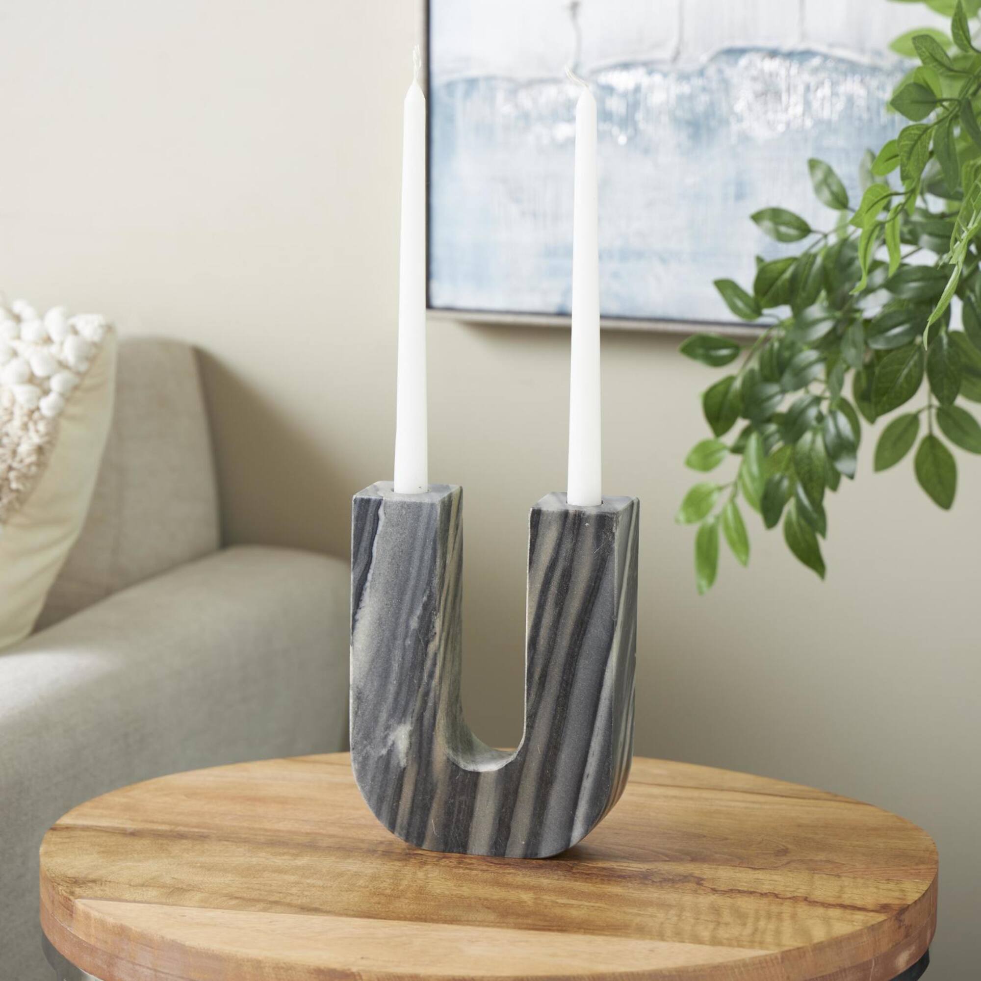 Marble Abstract U-Shaped Candle Holder